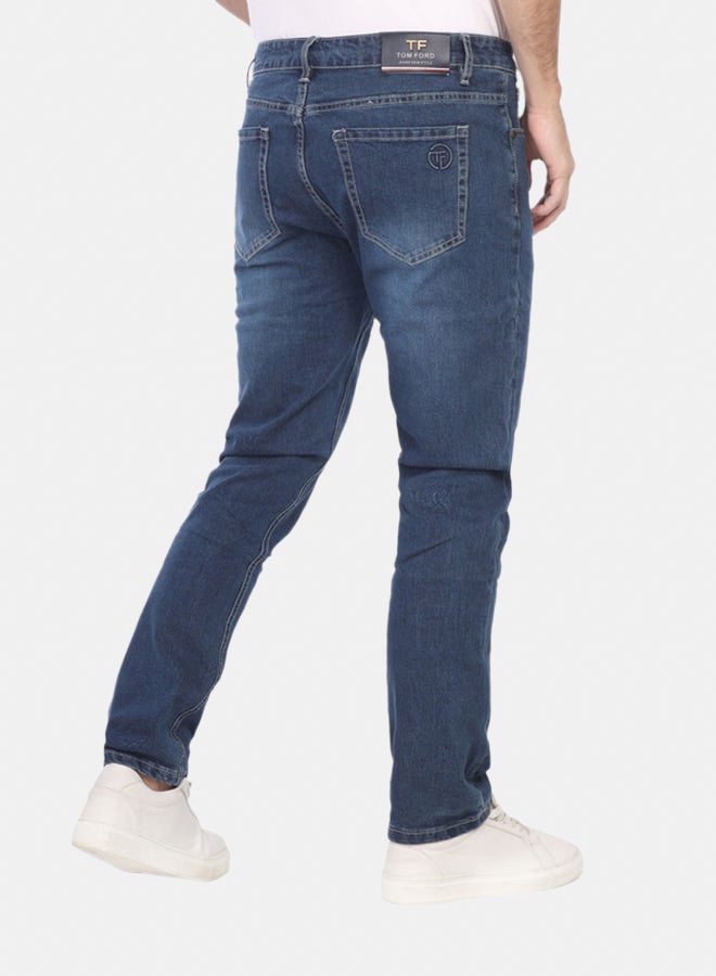 Tom Ford Men’s Slim Straight Fit Jeans – Mid Rise, Modern Casual Pants - Medium Blue - Image 2